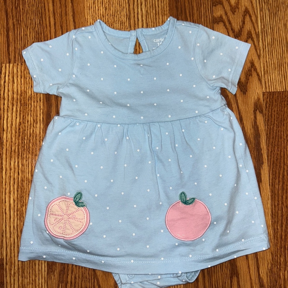 Carter's Light Blue Baby Dress with White Dots